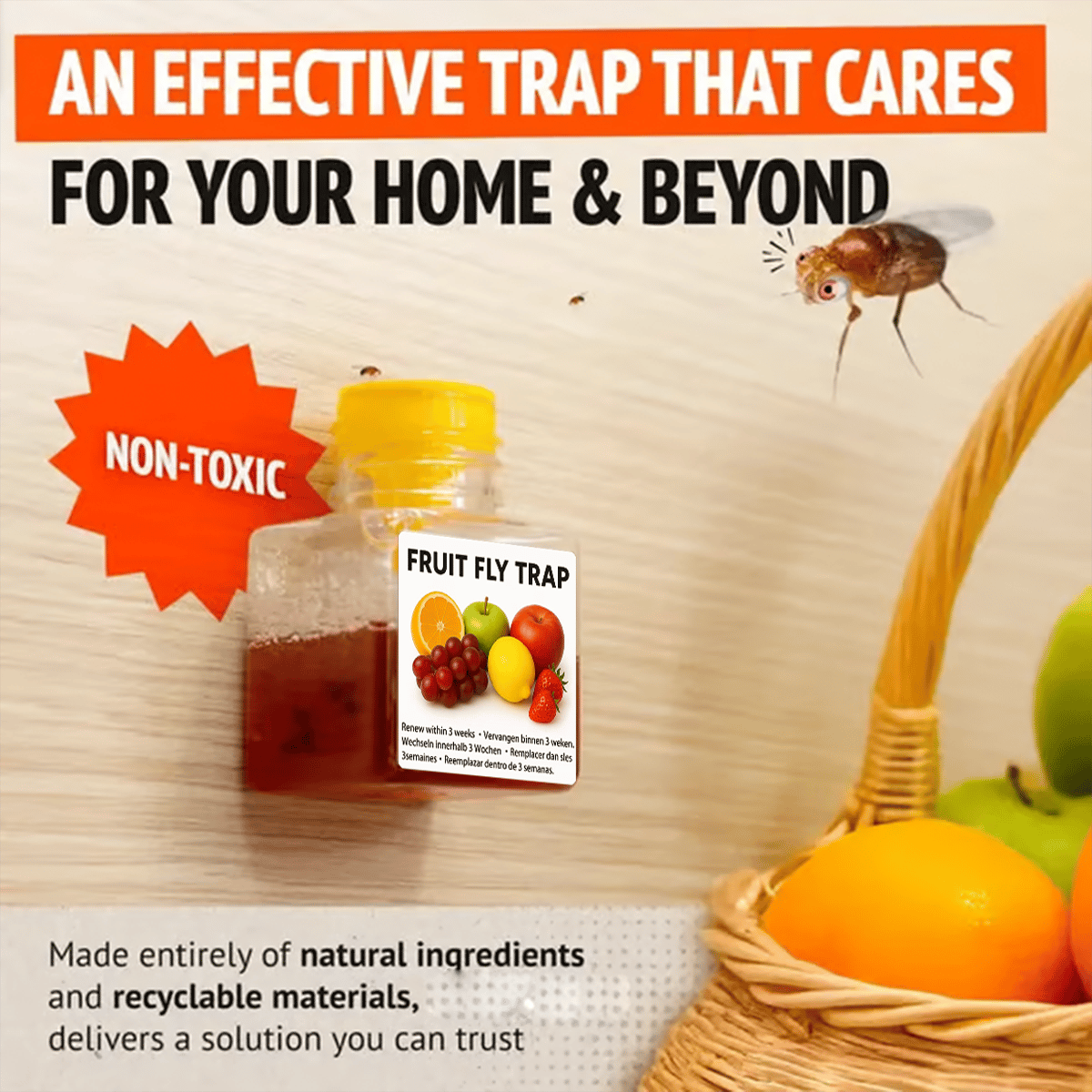 🏆Flash Sale⚡ 50K+ SOLD! Almost Gone-💥Fruit Fly Trap - Environmentally Responsible Fruit Fly Killer  - Up to 3 Weeks per Bottle,Best Gifts
