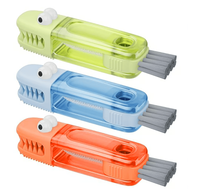 โจ3-in-1 Crocodile Brush ๐  Deep Cleaning for Narrow Cup Lids & Tableware Gaps ๐งผ