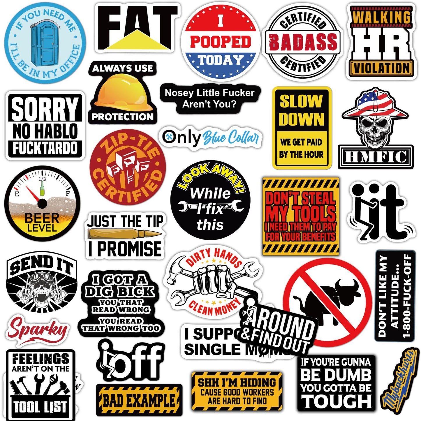 ๐ฅ๐ฅ150Pcs Blue Collar Funny Stickers ๐ทโโ๏ธ