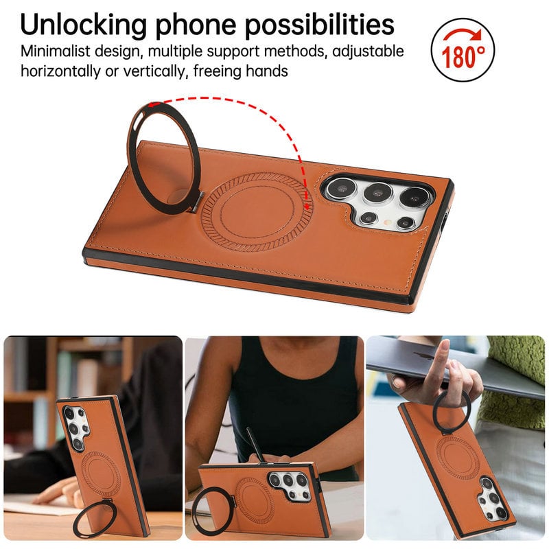 Samsung Luxurious Leather Magnetic Case with Invisible Stand for Samsung  S series