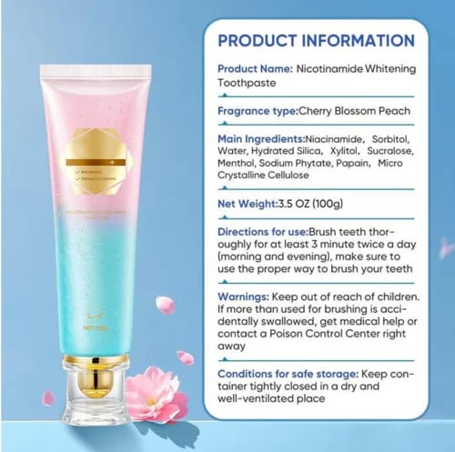 โจ Achieve a Radiant Smile - ๐ฆท Niacinamide Whitening Toothpaste - For Healthier, Whiter Teeth!