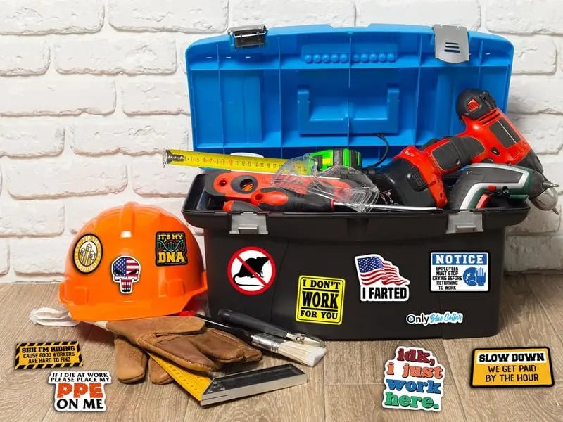 ๐ฅ๐ฅ150Pcs Blue Collar Funny Stickers ๐ทโโ๏ธ