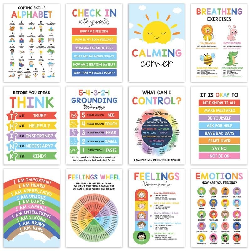 ❤️12 Pcs Calming Corner Posters