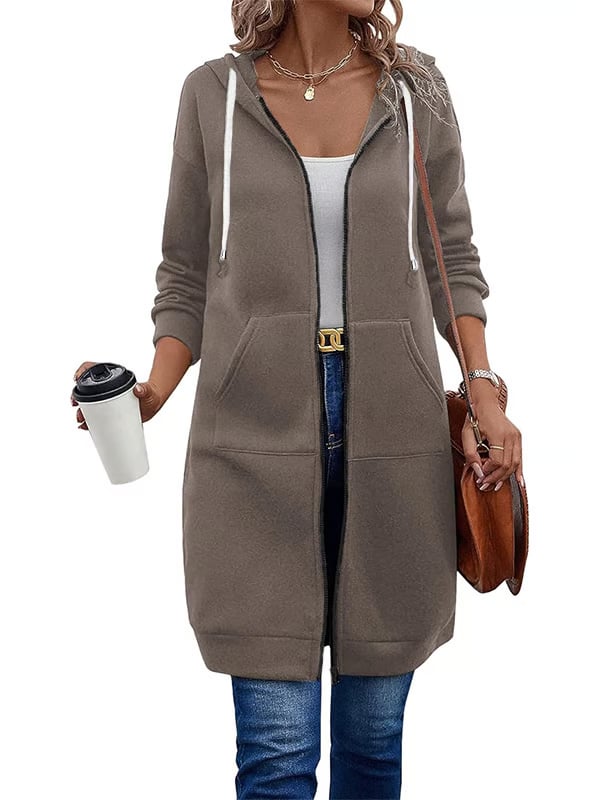 Women Casual Zip up Polyester Hoodies