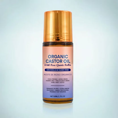 🏆#1 Best Seller ⏰Organic Golden Castor Oil Roll-On with Rose Quartz
