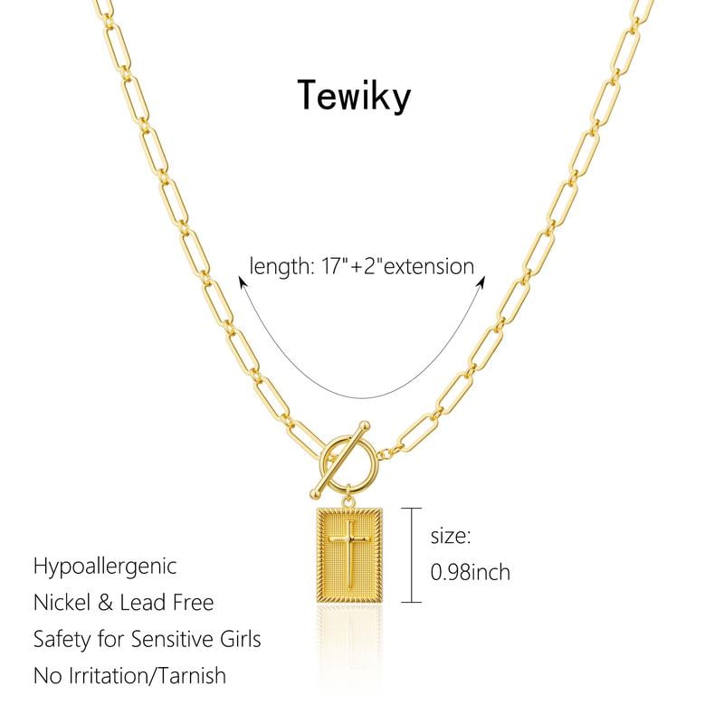 ✝️ Cross Pendant Paperclip Chain Necklace, Unisex, Waterproof and Sweat-Resistant, Fade-Proof